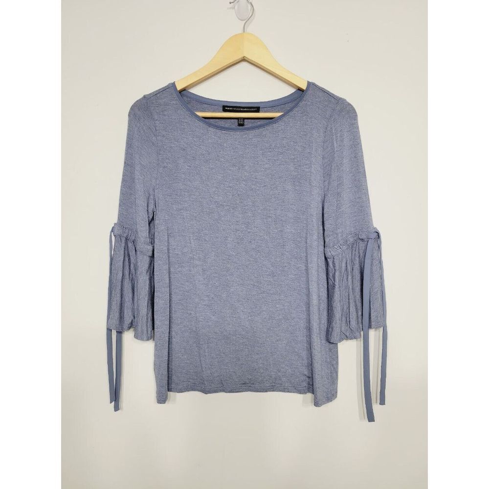WhiteHouse BlackMarket Heather Blue Laceup 3/4th Wide sleeve, Size Small